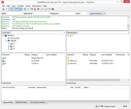FileZilla Connected To Server